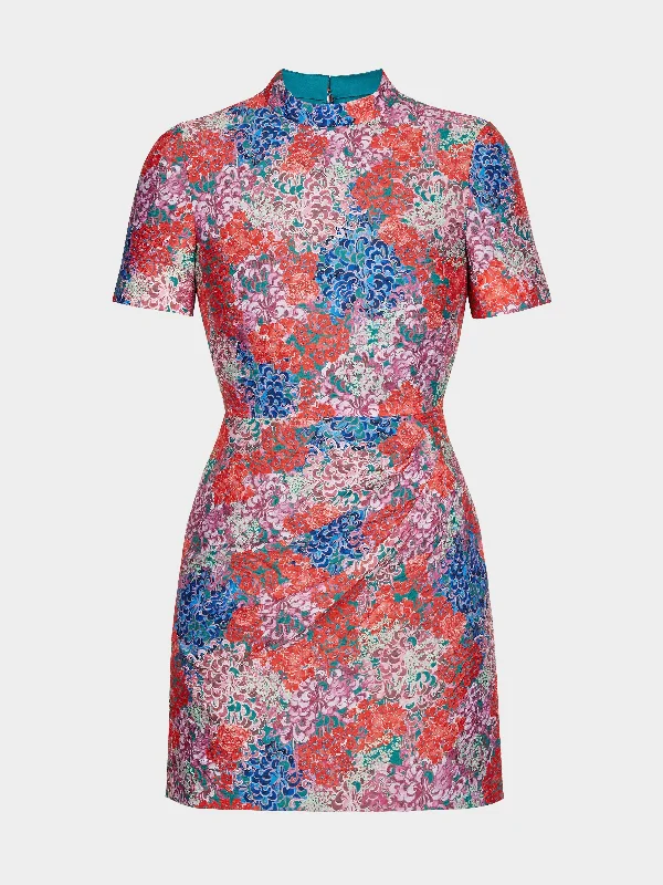 Draped Min Dress in Florentina Sea