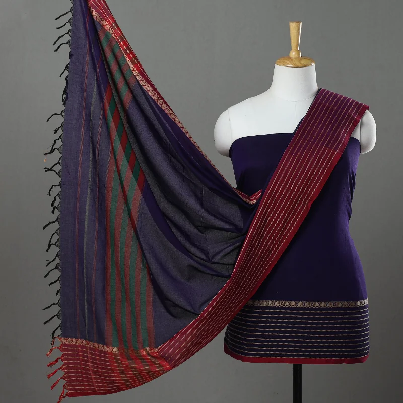 Purple - 3pc Traditional Cotton Dharwad Dress Material 07