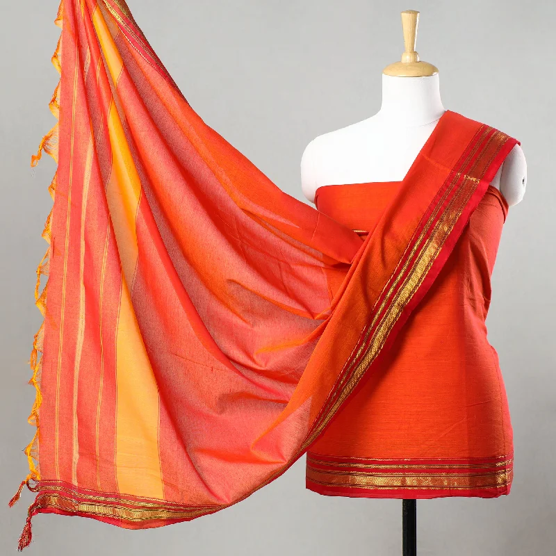 Orange - 3pc Cotton Dharwad Dress Material 62