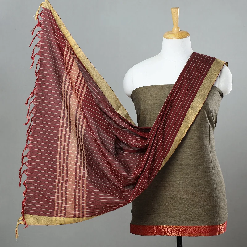 Brown - 3pc Cotton Dharwad Dress Material 11