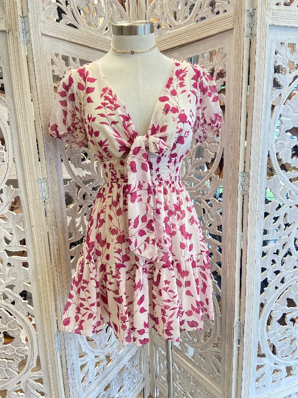Tie Front Petal Print Dress
