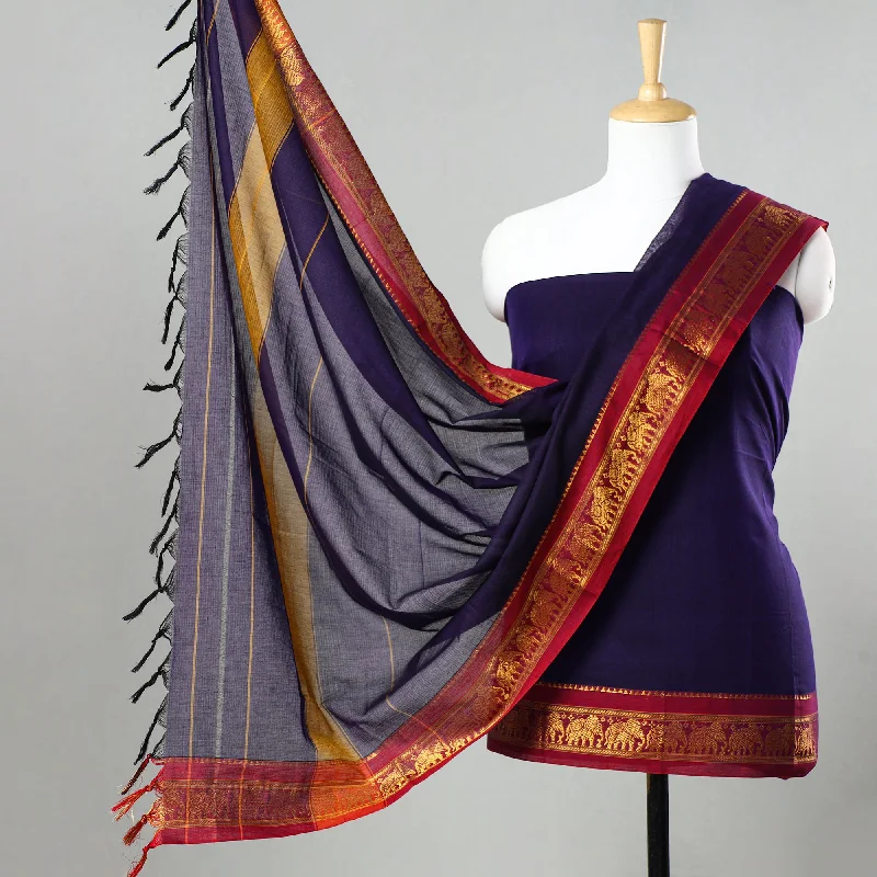 Purple - 3pc Traditional Cotton Dharwad Dress Material 45