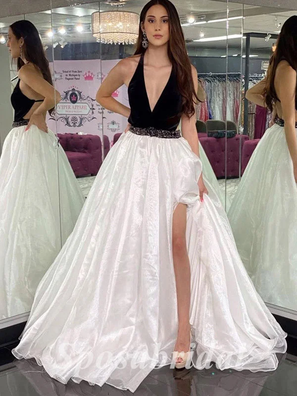 Sexy Spaghetti Srtraps Sleeveless Backless Side Slit A-Line Long Prom Dresses, PD3599 Sexy Spaghetti Srtraps Sleeveless Backless Side Slit A-Line Long Prom Dresses, PD3599