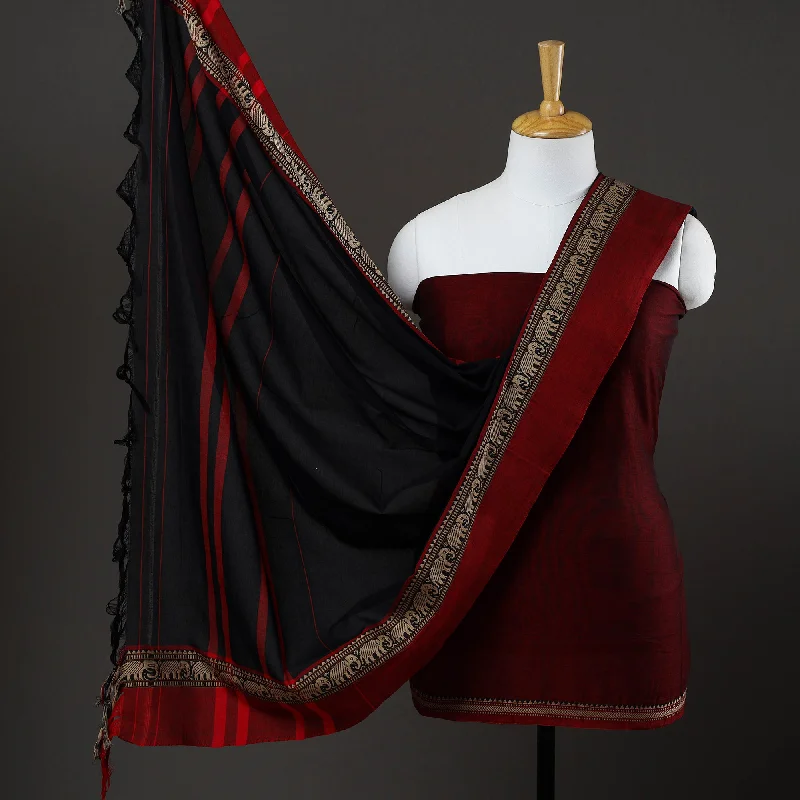 Maroon - 3pc Cotton Dharwad Dress Material 13