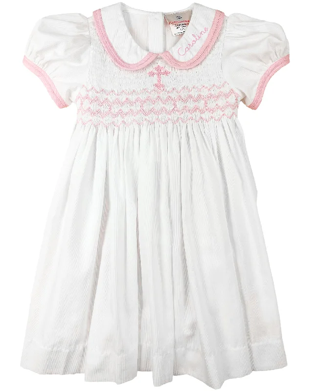 Pink Cross Smocked Dress