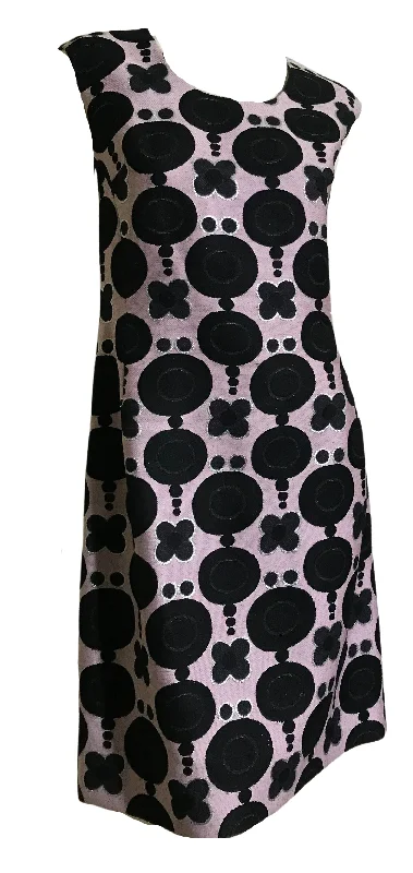 Pink SILVER and Black Glam Mod Cocktail Dress circa 1960s