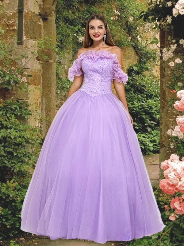 Cute Lilac Ruffle Off-shoulder Lace-up Back A-line Long Prom Dress, Ball Gown, PD3576 Cute Lilac Ruffle Off-shoulder Lace-up Back A-line Long Prom Dress, Ball Gown, PD3576