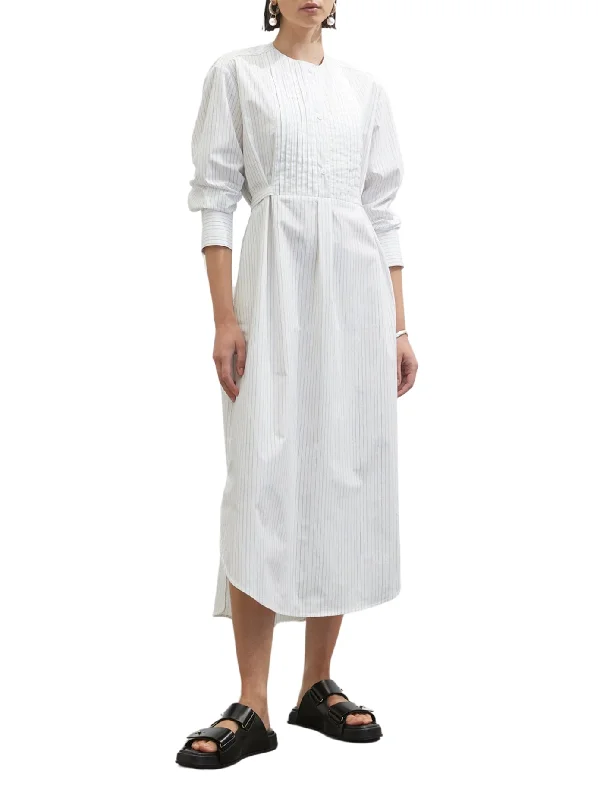 Kitty Dress | Cornflower Blue Painted Stripe