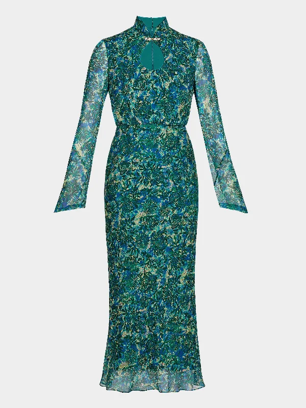 Domino B Dress in Python Flower Emerald