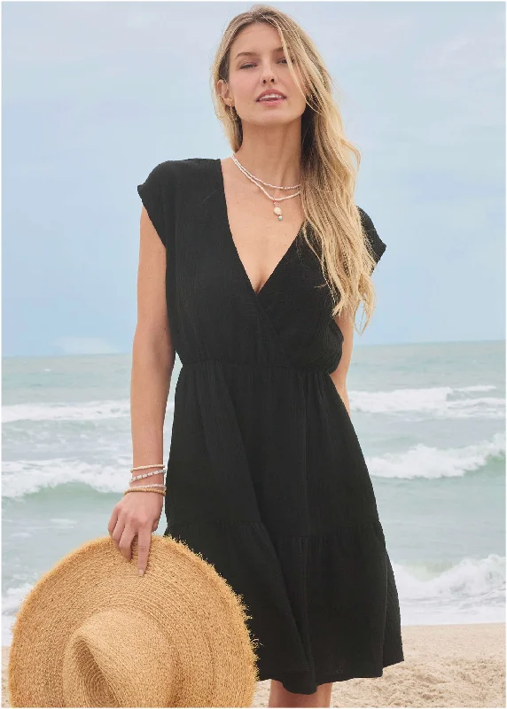 Tiered Cover-Up Dress - Black