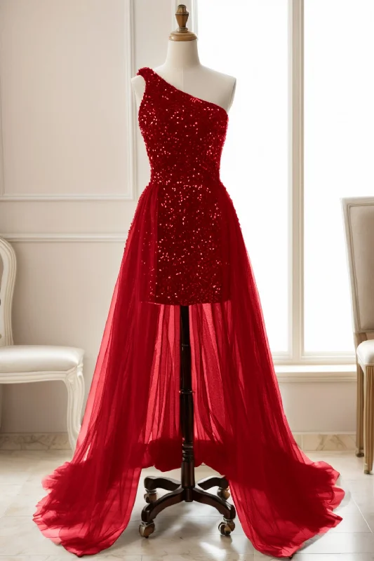 Sheath-Column Sweep-Brush Train Sequined Prom Dress CS0467