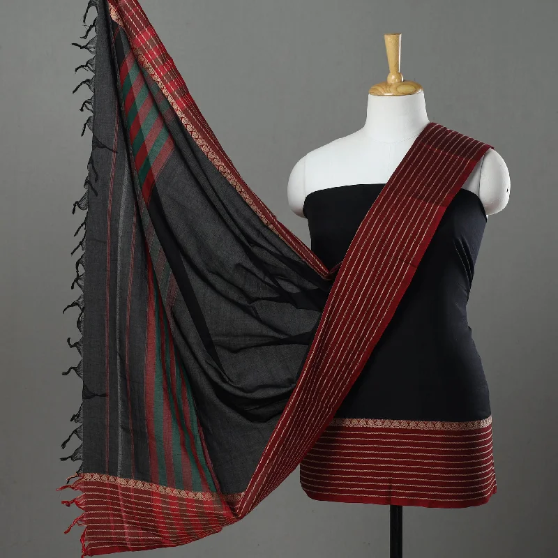 Black - 3pc Traditional Cotton Dharwad Dress Material 06