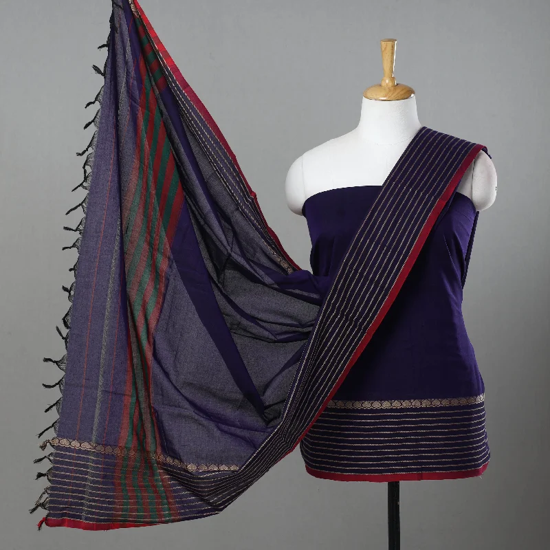 Purple - 3pc Traditional Cotton Dharwad Dress Material 03