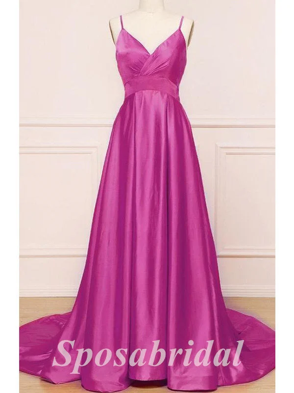 Sexy Soft Satin Spaghetti Straps V-Neck Sleeveless Backless A-Line Long Prom Dresses, PD3581 Sexy Soft Satin Spaghetti Straps V-Neck Sleeveless Backless A-Line Long Prom Dresses, PD3581