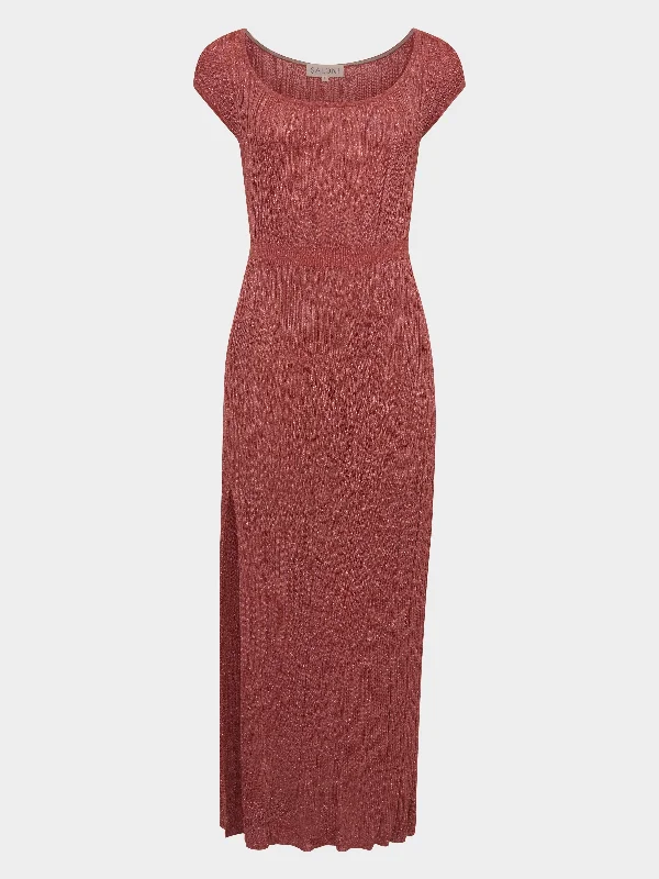 Venyx Stardust Rib Dress in Copper Metallic