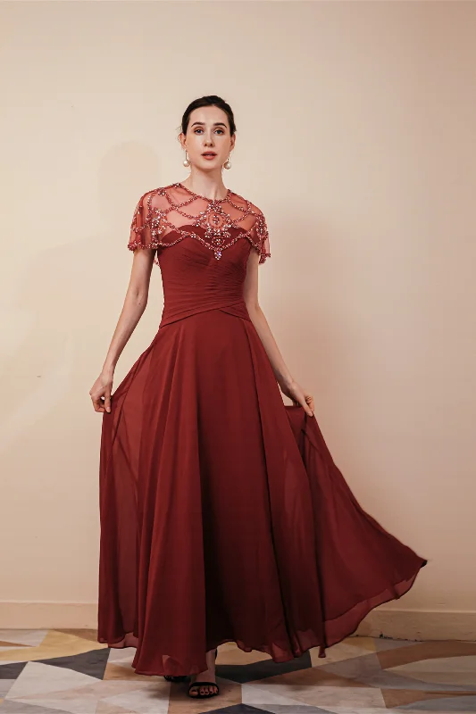 Elegant A-line Chiffon Prom Dresses With Beading