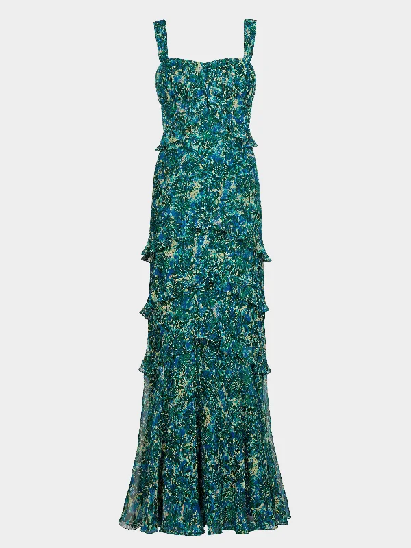 Chandra Dress in Python Flower Emerald