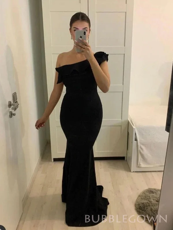 Popular Black Mermaid Long Evening Prom Dresses, One Shoulder Cheap Prom Dress, BGS0308 Popular Black Mermaid Long Evening Prom Dresses, One Shoulder Cheap Prom Dress, BGS0308