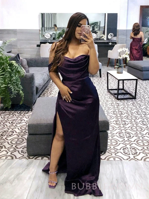 Mermaid Off Shoulder Mermaid Long Evening Prom Dresses, Custom Purple Satin Prom Dresses, BGS0257 Mermaid Off Shoulder Mermaid Long Evening Prom Dresses, Custom Purple Satin Prom Dresses, BGS0257