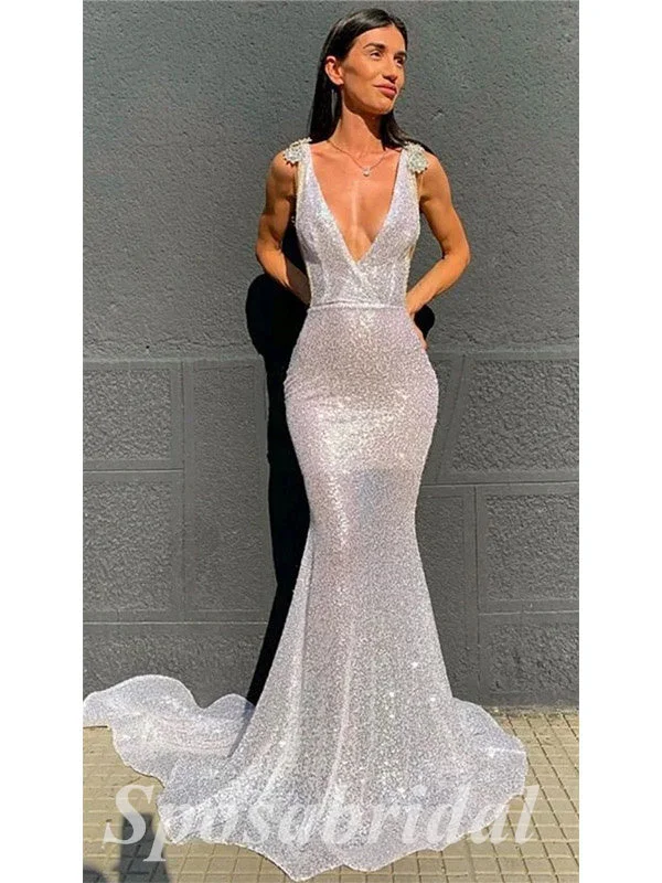 Sexy Special Fabric Spaghetti Straps V-Neck Sleeveless Mermaid Long Prom Dresses,PD3633 Sexy Special Fabric Spaghetti Straps V-Neck Sleeveless Mermaid Long Prom Dresses,PD3633