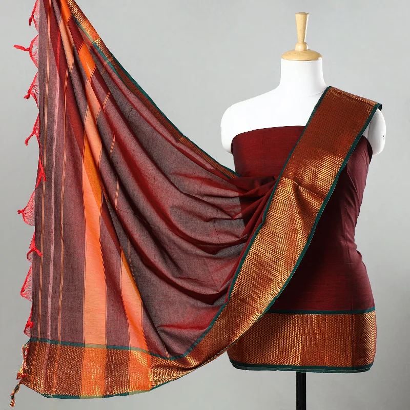 Maroon - 3pc Cotton Dharwad Dress Material 11