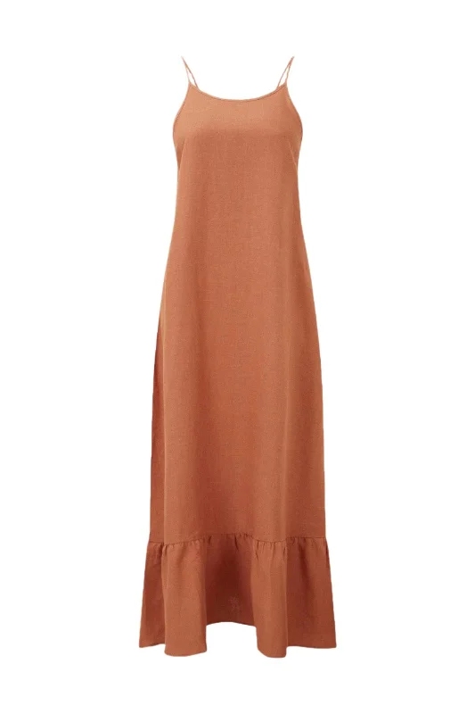 Gerda Ruffled Slip Dress in tangerine