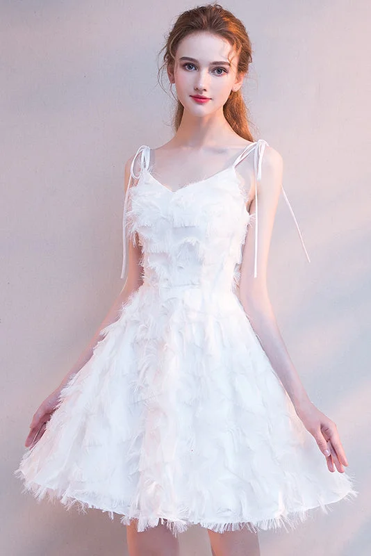 Short A-Line Spaghetti Straps V-Neck Homecoming Dresses With Tassels