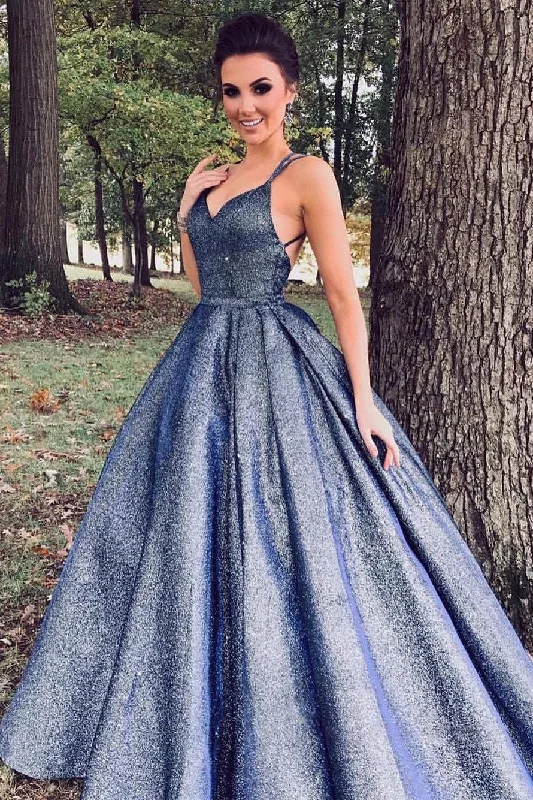 Gorgeous Ball Gown Sleevless V-neck Prom Dresses, Evening Dresses