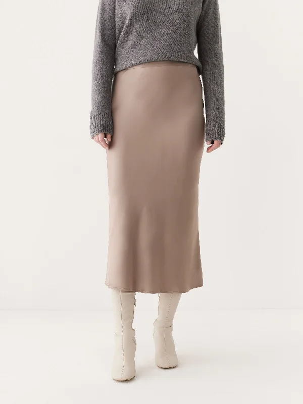 The Satin Midi Skirt in Champagne denim skirt fashionable