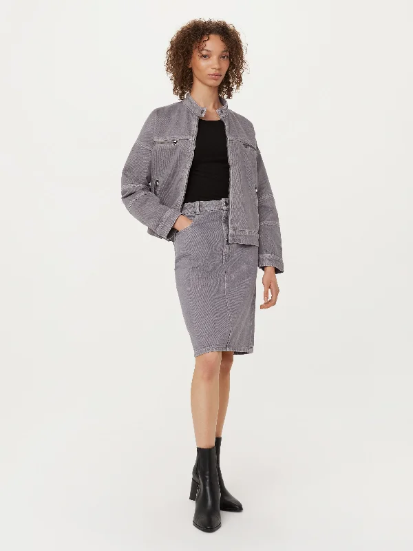 The Denim Midi Skirt in Light Grey corduroy skirt comfortable