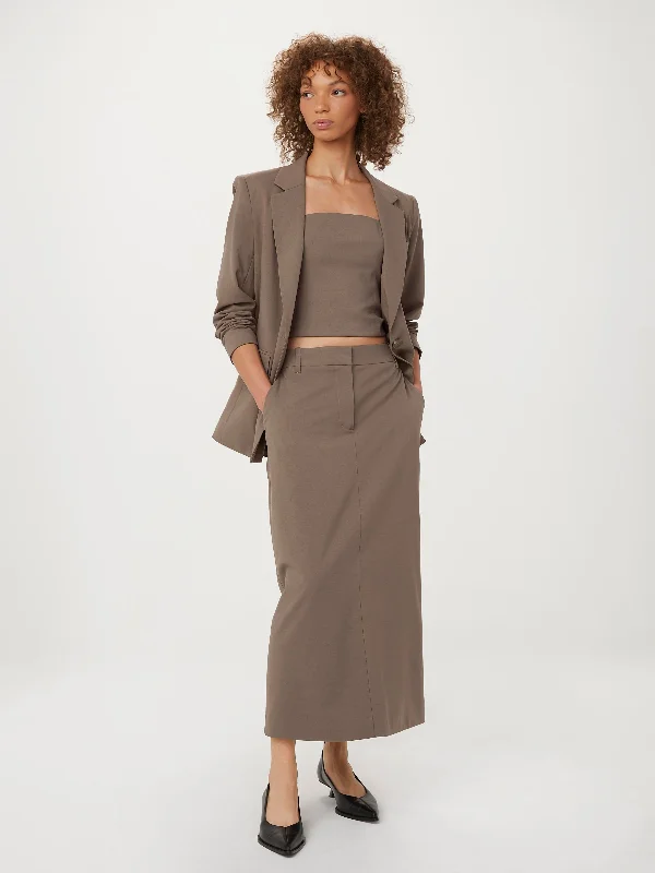 The Maxi Pencil Skirt in Dark Taupe velvet skirt luxurious