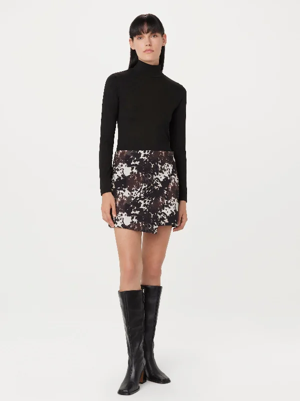 The Printed Mini Skirt in Black wool skirt breathable