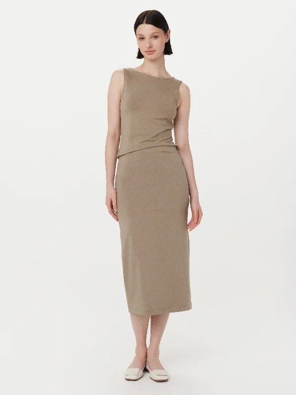 The Jersey Pencil Skirt in Taupe lace skirt intricate