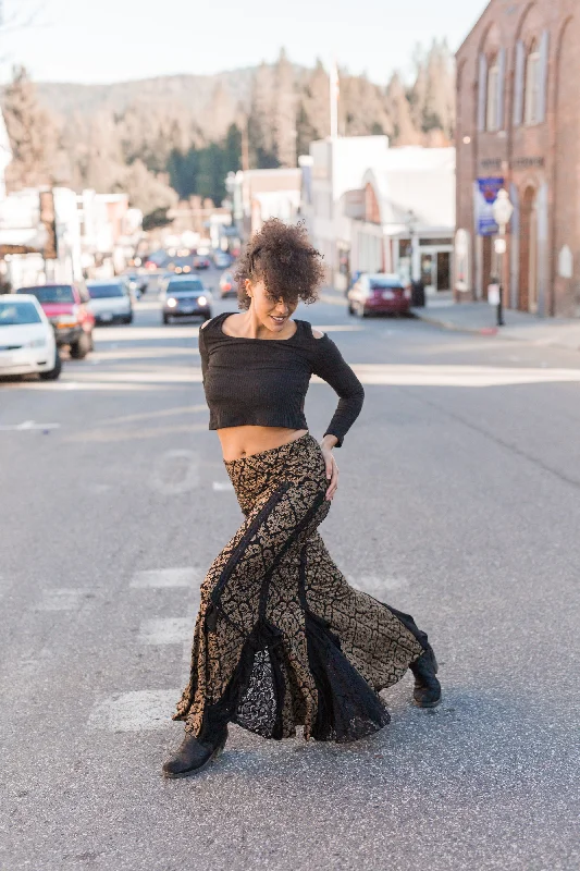 Flamenco Skirt- Black Gold w/out Lace pencil skirt chic