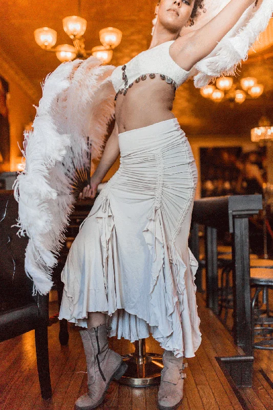 Flamenco Skirt - Cream Solid maxi skirt elegant