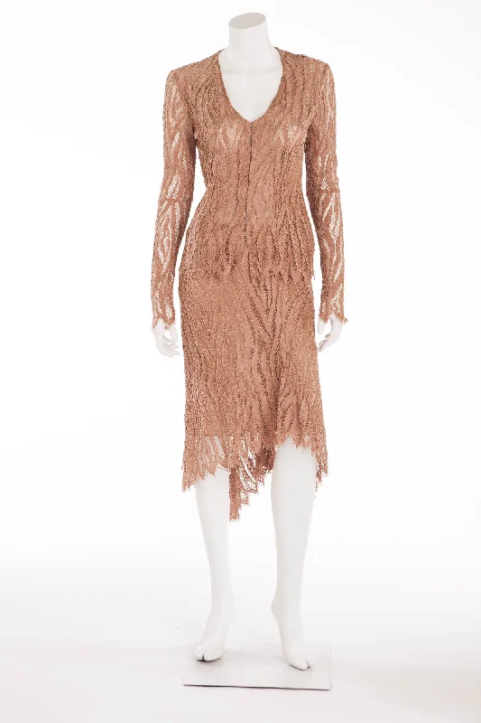 Lolita Lempicka - 2PC Mauve Lace Long Sleeve Top & Skirt - FR 38 summer skirt style