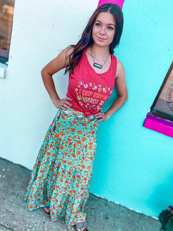 MK34 MAXI SKIRT TEAL:/ TEAL denim skirt casual
