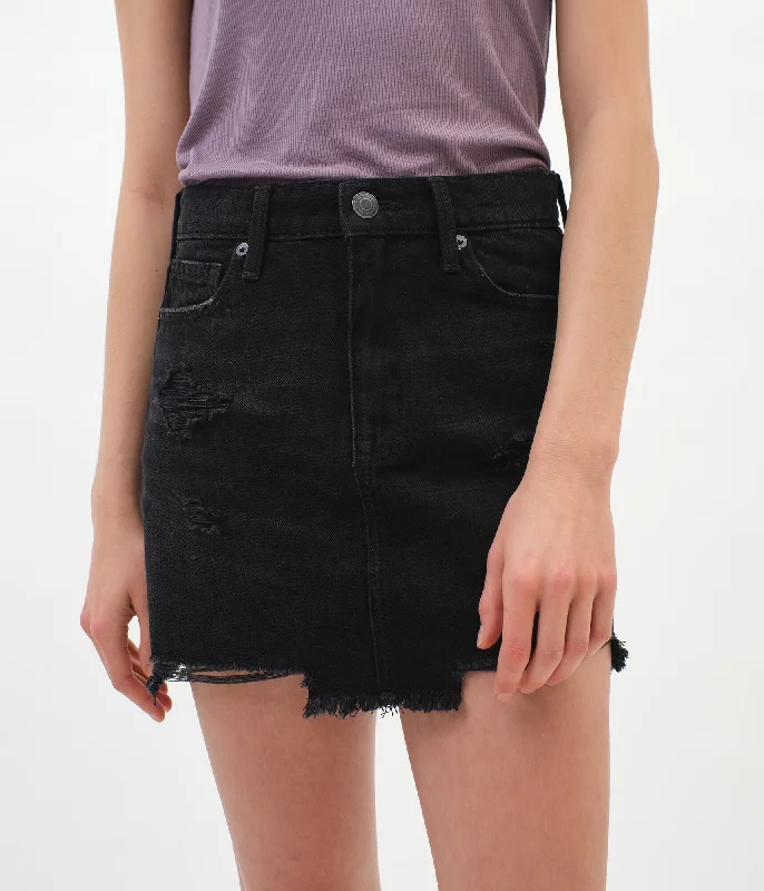 Aeropostale Womens Real Denim High-Rise Mini Skirt corduroy skirt textured