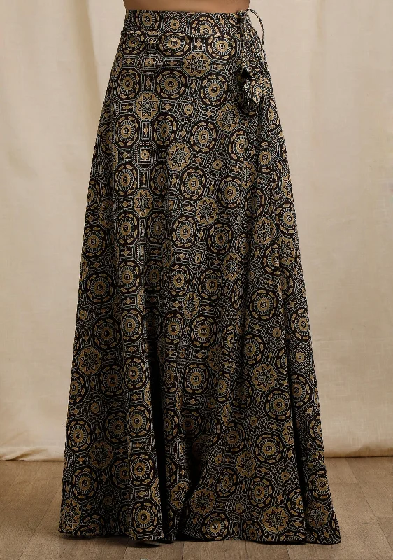 Blue Ajrakh Print Flared Skirt cashmere skirt plush