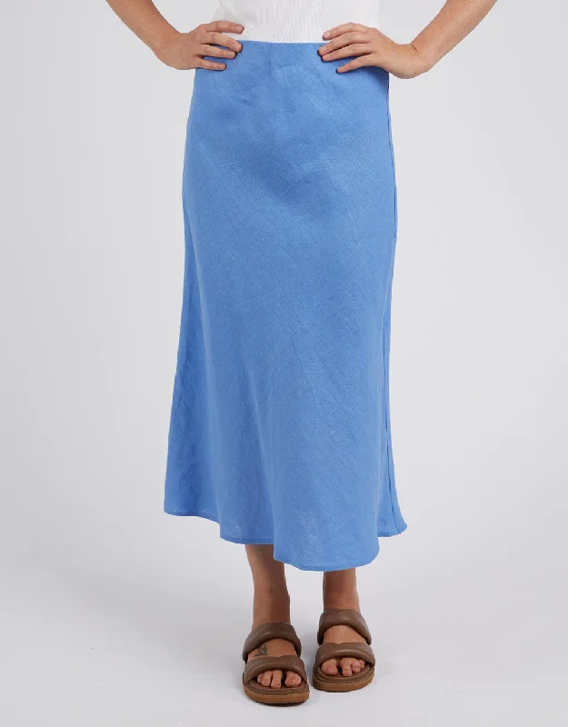Eleni Linen Skirt - Cerulean Blue floral skirt print