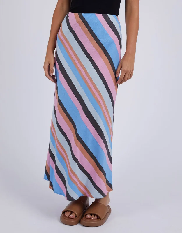 Gazelle Stripe Skirt - Multi Stripe ruffled skirt detail