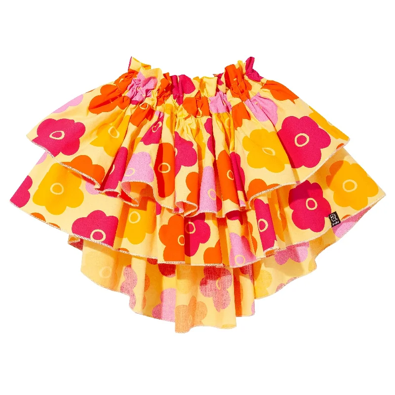 Yellow Flower Skirt - 2 Left Size 1-2 & 10-12 years spandex blend skirt