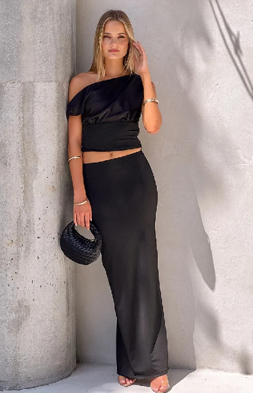 Linkin Black Maxi Skirt velvet skirt plush