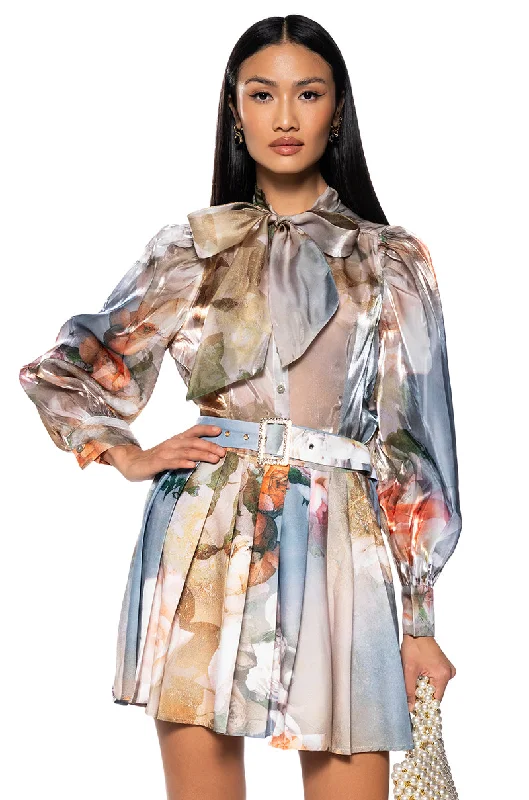 MASTERPIECE PRINTED BLOUSE AND SKIRT SET seamless skirt comfort