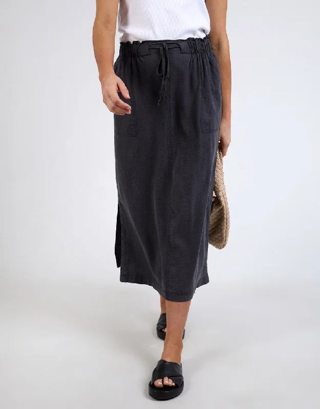 Mila Utility Skirt - Washed Black leather skirt sleek