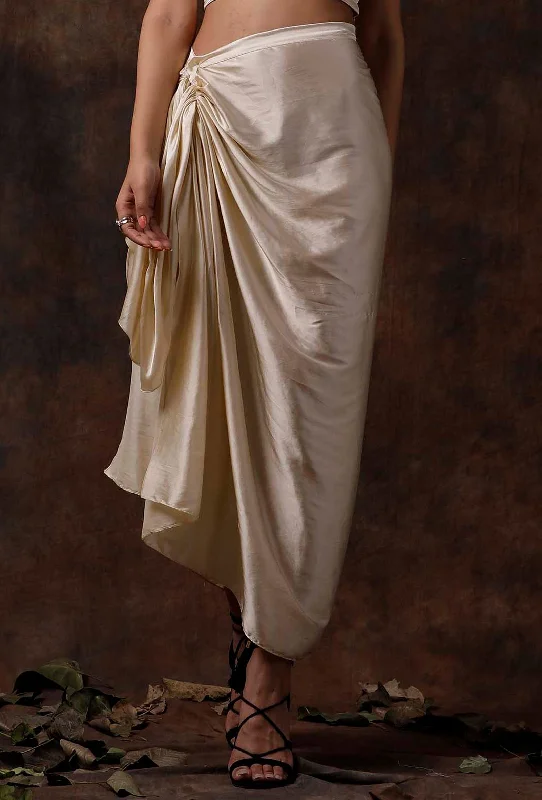 Off white Stitched Drape Satin Skirt leather skirt durable