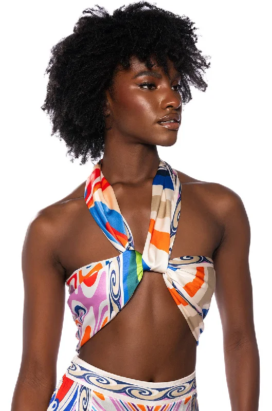 ON THE ISLAND TIE TOP MAXI SKIRT SET leather skirt bold