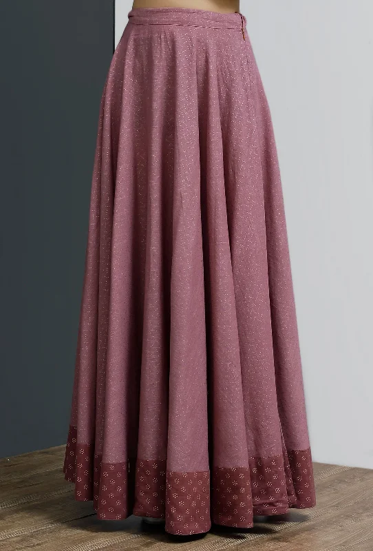 Onion-Pink Hand-Block Printed Long Skirt linen skirt natural