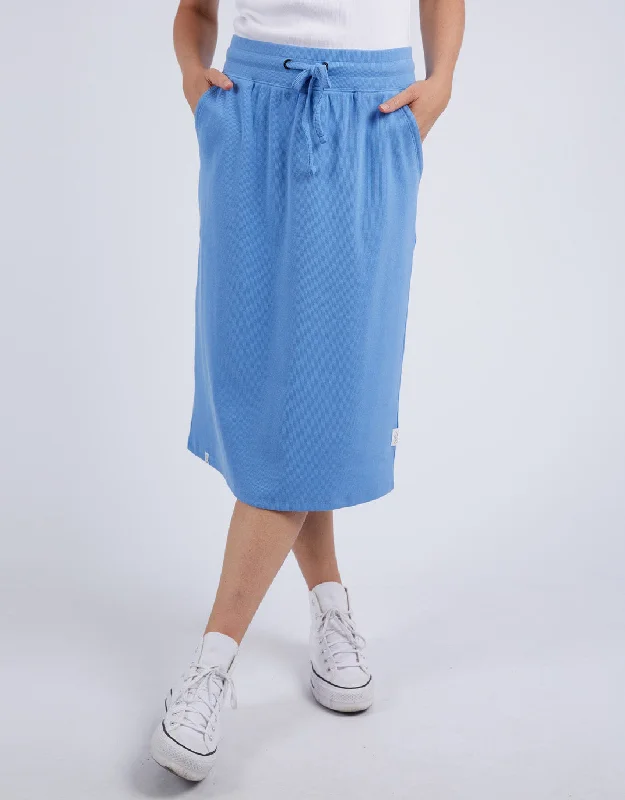 Rib Midi Skirt - Cerulean Blue a-line skirt cut