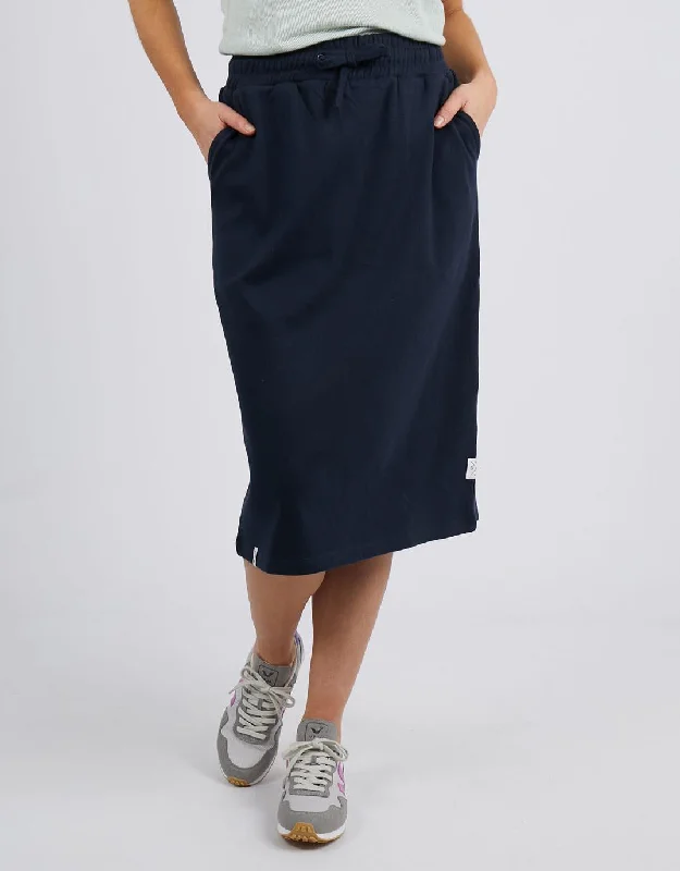 Rib Midi Skirt - Dark Sapphire pencil skirt chic